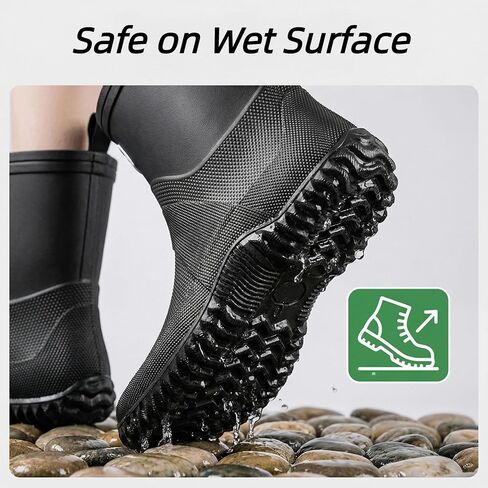 ORISTACO Waterproof Rain Boots Ankle Mid-calf Slip on Lightweight Fishing Rubber PVC Garden Deck Footwear in Saudi Arabia