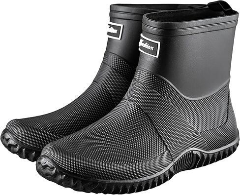 ORISTACO Waterproof Rain Boots Ankle Mid-calf Slip on Lightweight Fishing Rubber PVC Garden Deck Footwear in Saudi Arabia
