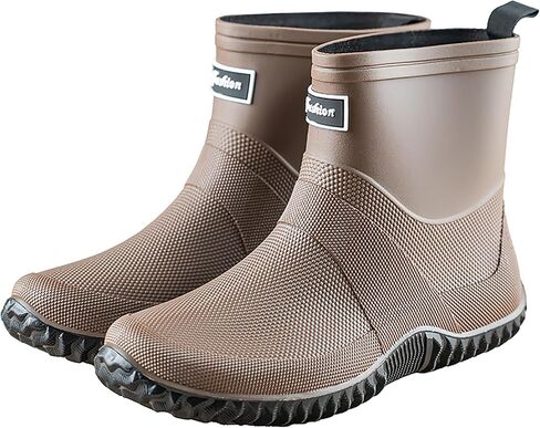 ORISTACO Waterproof Rain Boots Ankle Mid-calf Slip on Lightweight Fishing Rubber PVC Garden Deck Footwear in Saudi Arabia
