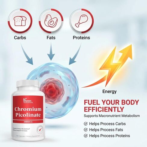 Chromium Picolinate 200 mcg Capsules – Essential Trace Mineral Supplement for Carbohydrate, Sugar & Energy Metabolism Support – Mineral Co-Factor Formula, Non-GMO, 100 Capsules, 100-Day Supply in Saudi Arabia