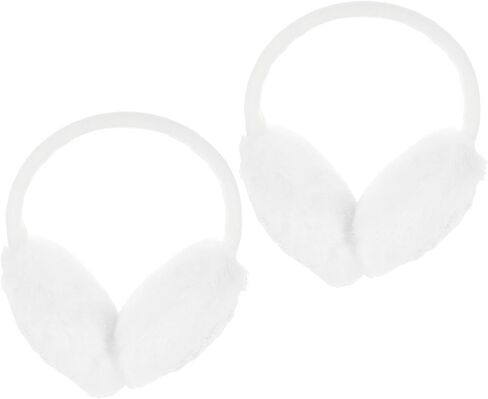 PartyKindom 2pcs Ear Muffs Cold Weather White Knitted Plush Lined Ear Warmers Headband for Boys Outdoor Protection in Kuwait