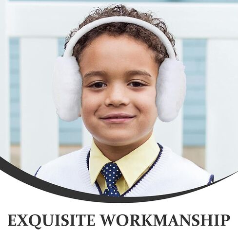PartyKindom 2pcs Ear Muffs Cold Weather White Knitted Plush Lined Ear Warmers Headband for Boys Outdoor Protection in Kuwait