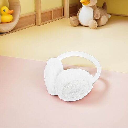 PartyKindom 2pcs Ear Muffs Cold Weather White Knitted Plush Lined Ear Warmers Headband for Boys Outdoor Protection in Kuwait