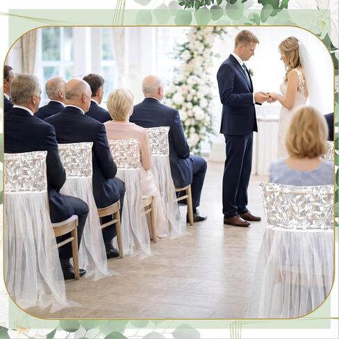 Moukeren Elegant Lace Tulle Wedding Chair Cover for Bridal Shower White Romantic Tutu Chair Skirt Bridal Chairs Decor with Floral Lace Top for Wedding Party Events Banquet Decor Bride to Be in Saudi Arabia