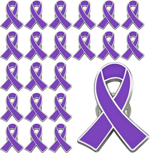 purple ribbon awareness enamel lapel pin for pancreatic cancer Alzheimer's disease against domestic violence brooch pins badge bulk in Kuwait