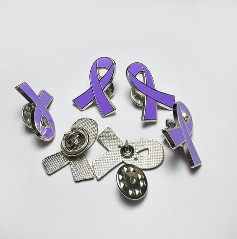 purple ribbon awareness enamel lapel pin for pancreatic cancer Alzheimer's disease against domestic violence brooch pins badge bulk in Kuwait