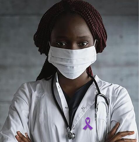 purple ribbon awareness enamel lapel pin for pancreatic cancer Alzheimer's disease against domestic violence brooch pins badge bulk in Kuwait