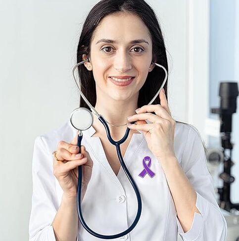 purple ribbon awareness enamel lapel pin for pancreatic cancer Alzheimer's disease against domestic violence brooch pins badge bulk in Kuwait