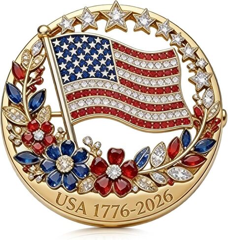 American Flag Lapel Pin USA 250th Anniversary Enamel Brooch Pins Patriotic Outfit 1776-2026 Flower Star Jewelry 4th of July Outfits for Women in Kuwait