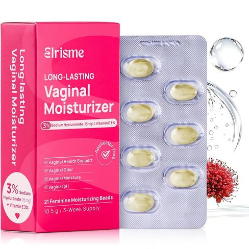 مرطب مهبلي طويل الأمد للنساء، 15 ملغ من حمض الهيالورونيك مع 3% فيتامين E، تخفيف جفاف المهبل، يوازن درجة الحموضة، مرطب أنثوي لعدم الراحة والتحكم في الرائحة، 21 قطعة in Kuwait