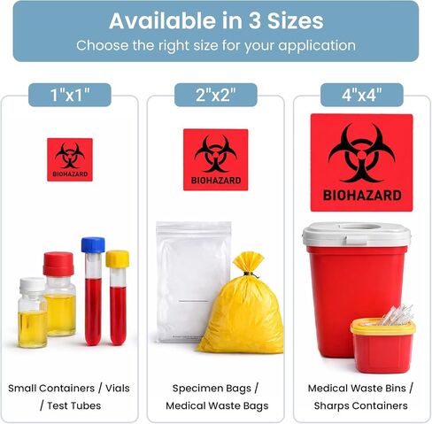 Biohazard Danger Safety Warning Label - 4"x 4" Waterproof Self Adhesive Decal Sign Sticker, High TEMP Resistance, Long Lasting 250 Pcs/Roll) in Kuwait