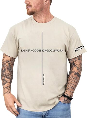 Personalized Fatherhood is Kingdom Work Shirt with Names, Custom Bible Verse Christian Dad Shirt for Men in Kuwait
