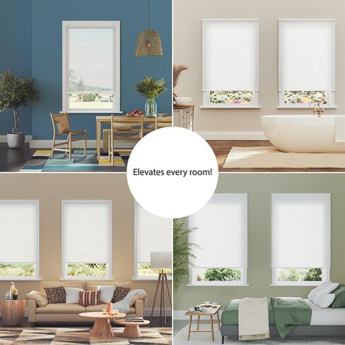 Lumino - Cordless Light Filtering Mini Blinds for Indoor Windows - 18'' W x 36'' L - White, 1" Vinyl Slats, Smooth Lift Operation, Horizontal Window Blinds for Home in Saudi Arabia