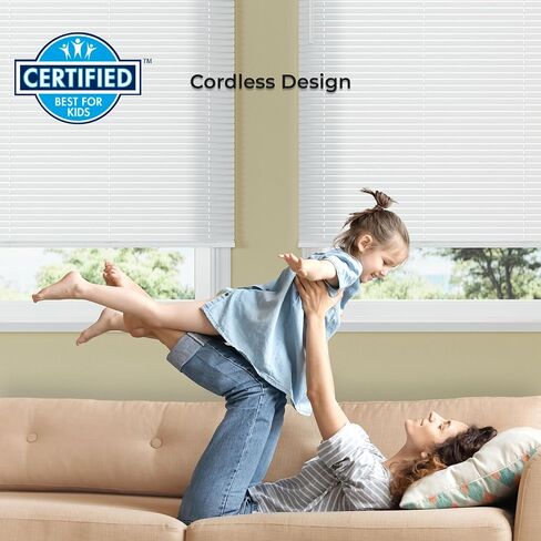 Lumino - Cordless Light Filtering Mini Blinds for Indoor Windows - 18'' W x 36'' L - White, 1" Vinyl Slats, Smooth Lift Operation, Horizontal Window Blinds for Home in Saudi Arabia