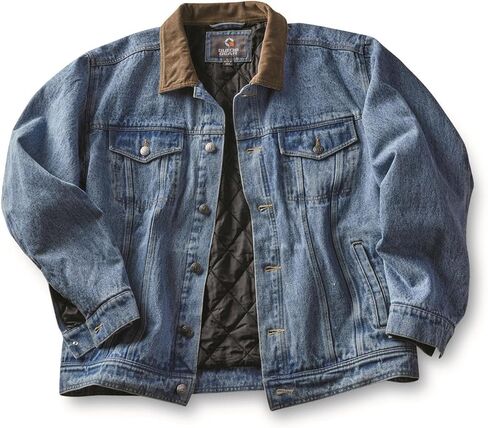 Guide Gear Men’s Quilt-Lined Denim Jacket 2.0; Cotton Button Down Cowboy Jean Coat in Saudi Arabia