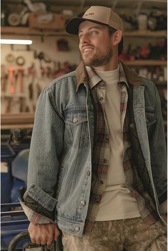 Guide Gear Men’s Quilt-Lined Denim Jacket 2.0; Cotton Button Down Cowboy Jean Coat in Saudi Arabia