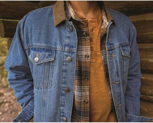 Guide Gear Men’s Quilt-Lined Denim Jacket 2.0; Cotton Button Down Cowboy Jean Coat in Saudi Arabia