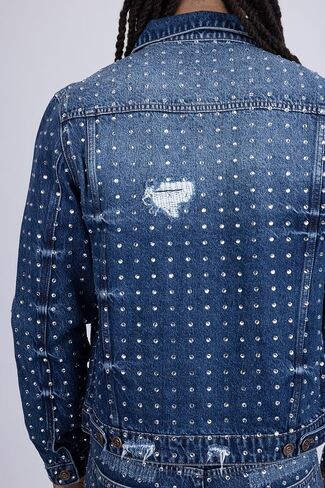 Barabas Men's Rhinestone Denim Casual Ripped Luxury Jacket 5JVS01 in Saudi Arabia