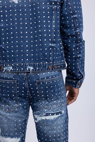Barabas Men's Rhinestone Denim Casual Ripped Luxury Jacket 5JVS01 in Saudi Arabia