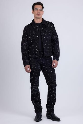 Barabas Men's Rhinestone Denim Casual Ripped Luxury Jacket 5JVS01 in Saudi Arabia