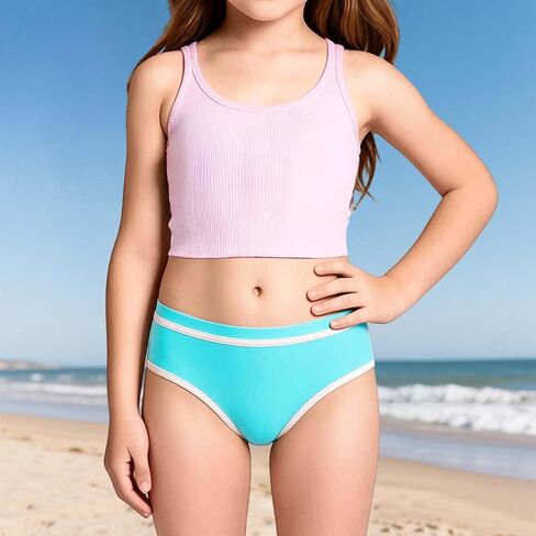 Girls Color Block Swim Bottoms Summer Sun Protection Bikini Swimsuit Soft Quick-Dry Bathing Suit Bottoms for Beach in Saudi Arabia