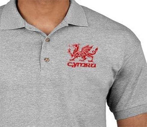 قمصان بولو للرجال من Cymru Welsh Dragon مطرزة بأكمام قصيرة من القطن in Kuwait