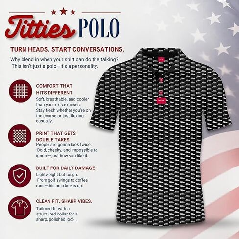 Titties Golf Polo - قمصان جولف مضحكة للرجال - قمصان جولف مضحكة للرجال - قمصان جولف مضحكة للرجال - قميص جولف مضحك in Kuwait
