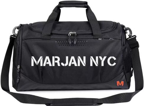Canvas Gym Bag, Black, Wear-Resistant Sport Duffel with Removable Hook, Multiple Compartments in Kuwait