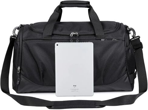 Canvas Gym Bag, Black, Wear-Resistant Sport Duffel with Removable Hook, Multiple Compartments in Kuwait
