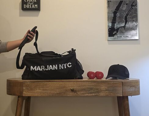Canvas Gym Bag, Black, Wear-Resistant Sport Duffel with Removable Hook, Multiple Compartments in Kuwait