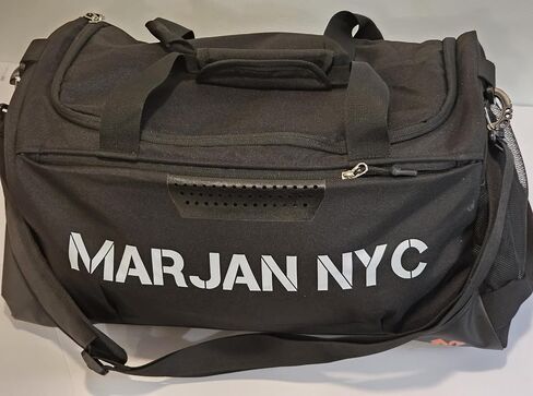 Canvas Gym Bag, Black, Wear-Resistant Sport Duffel with Removable Hook, Multiple Compartments in Kuwait