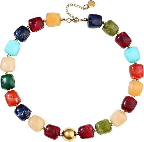 Beaded Necklaces for Women Chunky Necklace Colorful Beaded Necklaces Statement Necklace Handmade Summer Beach Jewelry Gifts in Saudi Arabia
