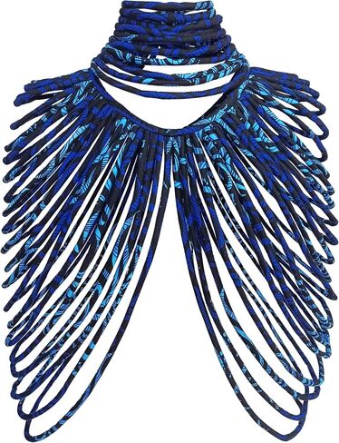 African Ankara Cape Necklace for Women Statement Multi-strand Shawl and African Collar Tribal Necklaces 2 PCS in Kuwait