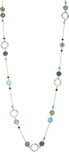 Silver Long Necklaces for Women Natural Stone Beaded Necklace Statement Costume Jewelry for Women Trendy Mothers Day Gifts in Saudi Arabia