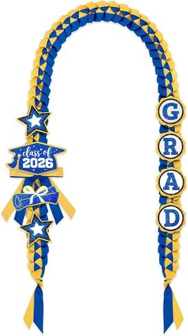 CiyvoLyeen Graduation Leis with Glitter Pins Class of 2026 Decoration Handmade Double Braided Ribbon Garland for Graduate Her Him High School University Graduation Gift Idea (Black & Silver) in Kuwait