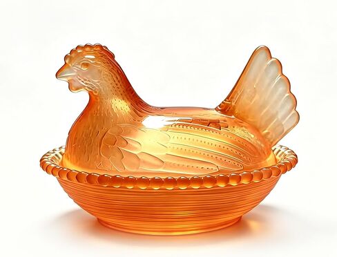 Candy Dish with Lid Glass Hen on Nest Vintage Funny Candy Dishes Snack Bowl for Nuts, Dessert, Cookies, Biscuit, Decorative Jar Home Kitchen Office Tabletop Decor (Glazed Color) in Saudi Arabia