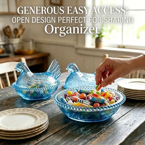 Candy Dish with Lid Glass Hen on Nest Vintage Funny Candy Dishes Snack Bowl for Nuts, Dessert, Cookies, Biscuit, Decorative Jar Home Kitchen Office Tabletop Decor (Glazed Color) in Saudi Arabia