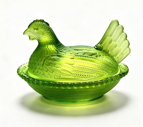 Candy Dish with Lid Glass Hen on Nest Vintage Funny Candy Dishes Snack Bowl for Nuts, Dessert, Cookies, Biscuit, Decorative Jar Home Kitchen Office Tabletop Decor (Glazed Color) in Saudi Arabia
