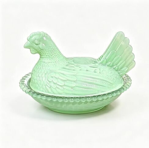 Candy Dish with Lid Glass Hen on Nest Vintage Funny Candy Dishes Snack Bowl for Nuts, Dessert, Cookies, Biscuit, Decorative Jar Home Kitchen Office Tabletop Decor (Glazed Color) in Saudi Arabia