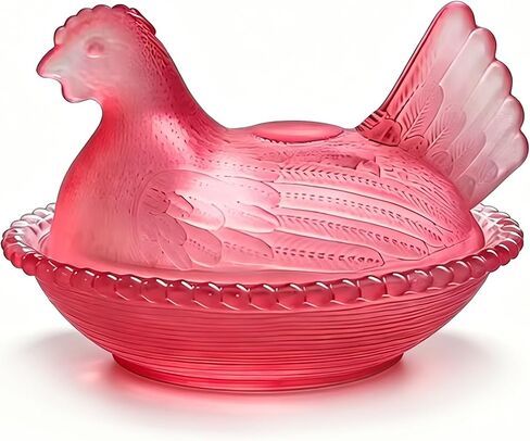 Candy Dish with Lid Glass Hen on Nest Vintage Funny Candy Dishes Snack Bowl for Nuts, Dessert, Cookies, Biscuit, Decorative Jar Home Kitchen Office Tabletop Decor (Glazed Color) in Saudi Arabia