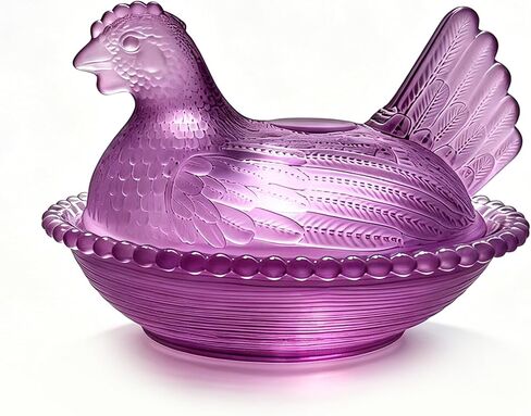 Candy Dish with Lid Glass Hen on Nest Vintage Funny Candy Dishes Snack Bowl for Nuts, Dessert, Cookies, Biscuit, Decorative Jar Home Kitchen Office Tabletop Decor (Glazed Color) in Saudi Arabia