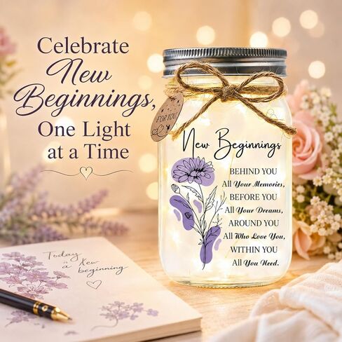 SOLMAY New Beginnings Gifts for Women, High School College Graduation Gifts for Women, Coworker Leaving Farewell Present, Retirement Gift for Woman, Inspirational Keepsake Mason Star Jar in Saudi Arabia