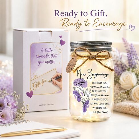 SOLMAY New Beginnings Gifts for Women, High School College Graduation Gifts for Women, Coworker Leaving Farewell Present, Retirement Gift for Woman, Inspirational Keepsake Mason Star Jar in Saudi Arabia