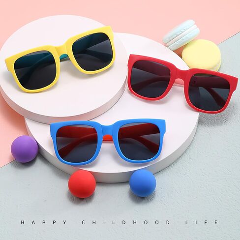 4 Pack Kids Sunglasses, Foldable Toddler Sunglasses Age 2-4 6-8 10-12 Boys Girls, Cute Sun Glasses for Kids(Rectangle) in Kuwait