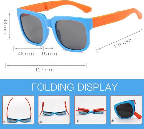 4 Pack Kids Sunglasses, Foldable Toddler Sunglasses Age 2-4 6-8 10-12 Boys Girls, Cute Sun Glasses for Kids(Rectangle) in Kuwait
