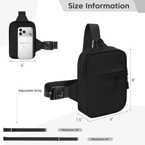 XIEEAOZEE Waterproof Anti theft Crossbody Sling Bag EDC Small Chest Bag for Men Travel Running Workout in Kuwait