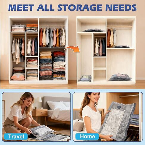 Fantictas Travel Vacuum Bags with Pump, 12 Pack Small Vacuum Storage Bags for Clothing, Travel Lugggage and Suitcase 80% Space Saver Vacuum Seal Bags for Clothing, Comforters in Saudi Arabia