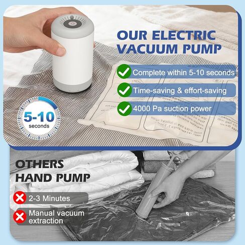 Fantictas Travel Vacuum Bags with Pump, 12 Pack Small Vacuum Storage Bags for Clothing, Travel Lugggage and Suitcase 80% Space Saver Vacuum Seal Bags for Clothing, Comforters in Saudi Arabia