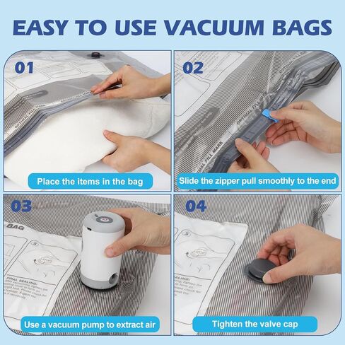 Fantictas Travel Vacuum Bags with Pump, 12 Pack Small Vacuum Storage Bags for Clothing, Travel Lugggage and Suitcase 80% Space Saver Vacuum Seal Bags for Clothing, Comforters in Saudi Arabia