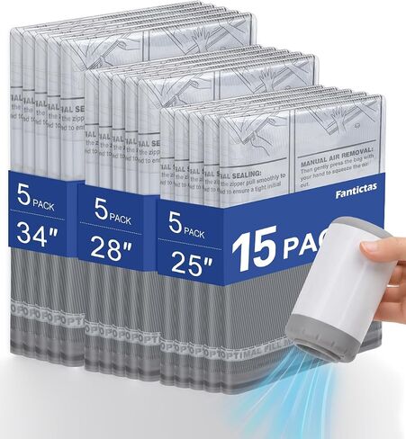 Fantictas Travel Vacuum Bags with Pump, 12 Pack Small Vacuum Storage Bags for Clothing, Travel Lugggage and Suitcase 80% Space Saver Vacuum Seal Bags for Clothing, Comforters in Saudi Arabia